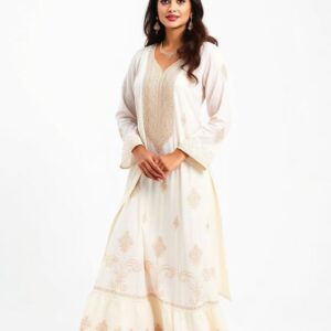 Ivory Embroidered Palazzo Set