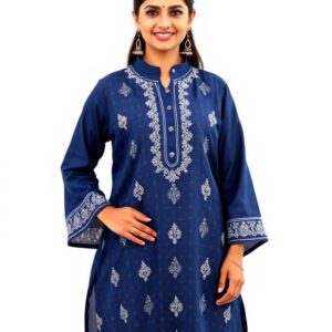 Navy Chikankari Kurti