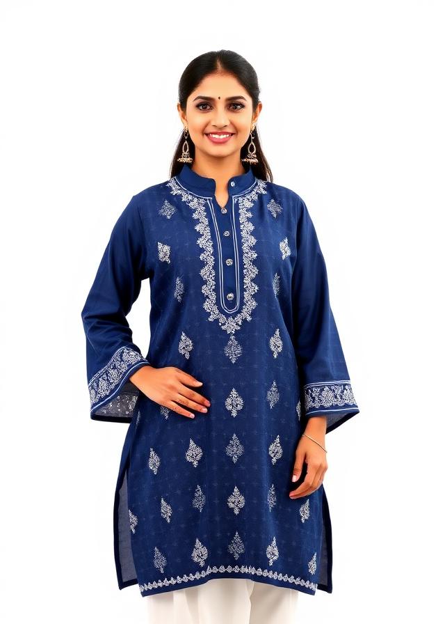 Navy Chikankari Kurti