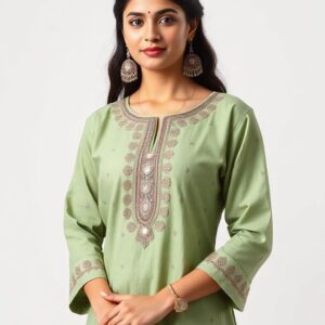 Sage Green Mirror Work Kurti